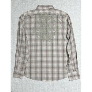 SCOTCH Plaid Shirt SPADE Graphics Men's XL Beige Casual Button Up NWT